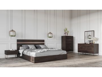 Benzon Italian Modern Dark Rovere Bedroom Set