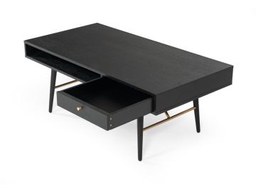 Billy Modern Black Oak & Gold Coffee Table