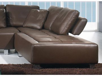 BO-3878 Contemporary Brown Leather Sectional Sofa
