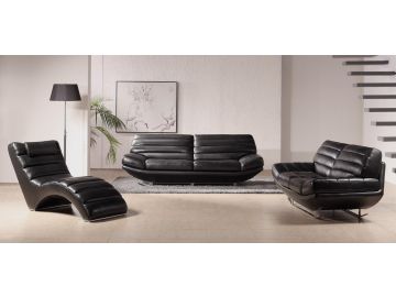 Boco Modern Black Leather Sofa Set