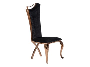Bonnie Transitional Black Velvet & Rosegold Dining Chair (Set of 2)