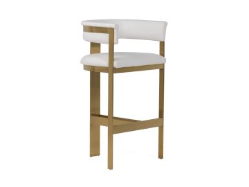 Boswell - Modern White + Matte Gold Barstool