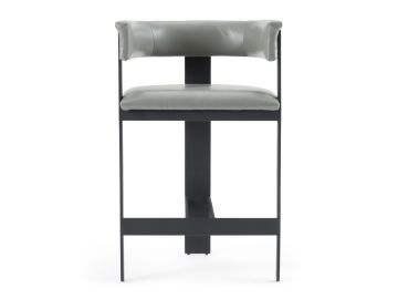 Boswell - Modern Grey Faux Leather + Black Counter Chair