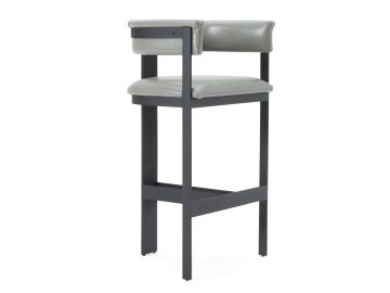Boswell - Modern Grey Faux Leather + Black Barstool