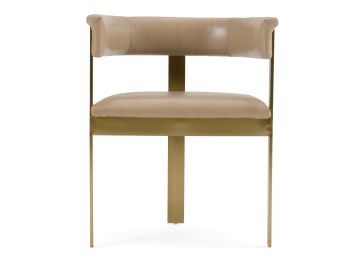Boswell - Modern Brown Faux Leather + Gold Dining Chair