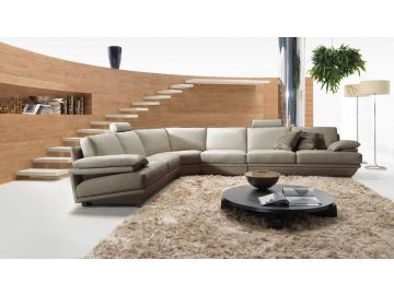 Ozia Modern Grey Leather Sectional