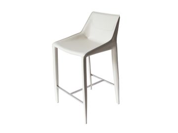 Halo - Modern Ivory Saddle Leather Counter Stool