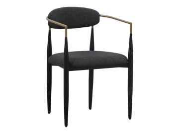 Buchtel - Mid-Century Modern Dark Grey + Gold Arm + Black Dining Chair