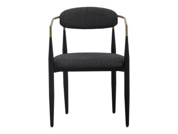 Buchtel - Mid-Century Modern Dark Grey + Gold Arm + Black Dining Chair