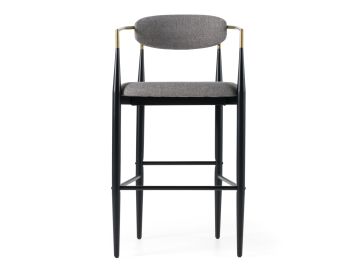 Buchtel - Mid-Century Modern Medium Grey + Gold Arm + Black Bar Chair