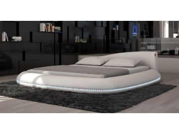 Queen Cerchio Modern Eco-Leather Bed w/ LED Lights