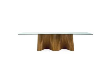 Byer - Modern Glass + Walnut Dining Table