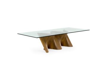 Byer - Modern Glass + Walnut Dining Table