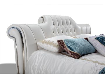 C653 Modern White Bonded Leather Bed