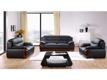 C83 Modern Black Bonded Leather Sofa Set