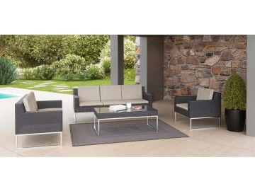 Cabo Outdoor Beige & Black Sofa Set