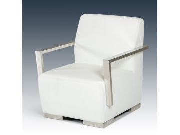 Calico Modern White Leatherette Accent Chair
