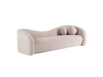 Calico - Contemporary Beige Pebble Fabric 3-Seat Sofa