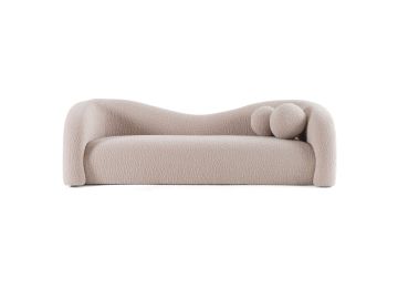 Calico - Contemporary Beige Pebble Fabric 4-Seat Sofa