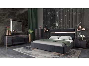 Cartier Modern Black Velvet & Rosegold Bed