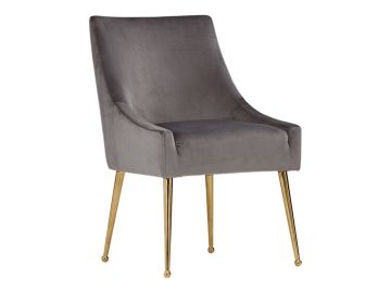 Castana Modern Grey Velvet & Gold Dining Chair (Set of 2)