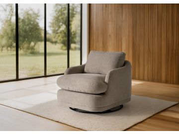 Chantry - Modern Grey Sand Fabric Swivel Accent Chair