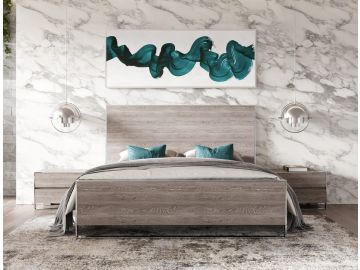 Charlene Modern Grey Elm & Stainless Steel Bed