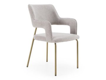 Childers - Modern Grey Fabric + Antique Brass Dining Chair