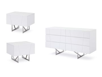 Chrysler White Dresser and Two Nightstands