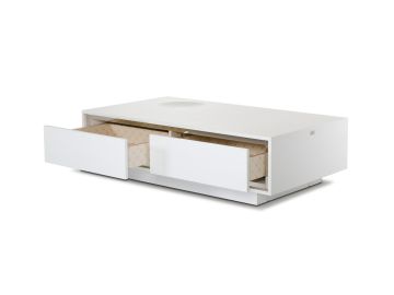 Grand Modern White Crocodile Lacquer Coffee Table with Drawers