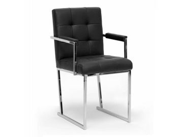 Click Modern Black Leatherette Dining Arm Chair