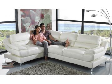 Clio Modern White Eco-Leather Sectional Sofa