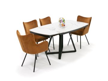 Cofrey - Contemporary White Ceramic Extendable Dining Table