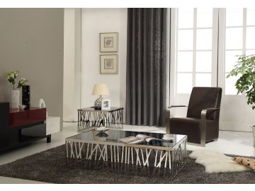 Bamboo Contemporary Stainless Steel Coffee Table