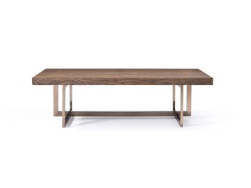 Pike Modern Elm & Antique Brass Coffee Table
