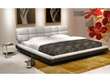 D512 Modern White And Black Bonded Leather Bed