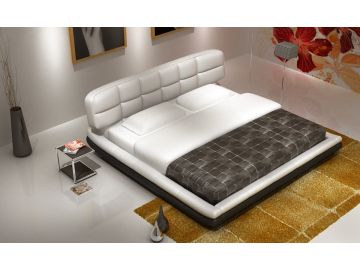 D512 Modern White And Black Bonded Leather Bed