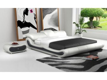 D513 Modern White & Black Bonded Leather Bed