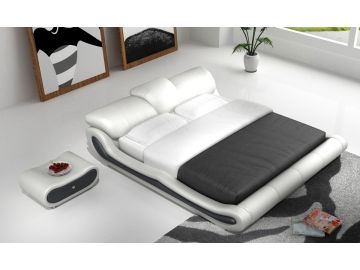 D513 Modern White & Black Bonded Leather Bed