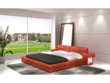 D516 Modern Orange-Red Bonded Leather Bed