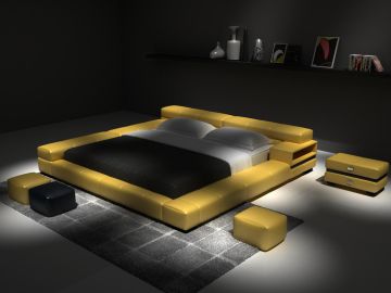 D524 Modern Yellow Bonded Leather Bed