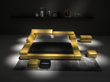 D524 Modern Yellow Bonded Leather Bed