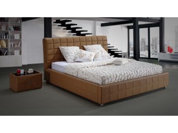 D525 Modern Camel Bonded Leather Bed