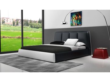 D536 Modern Black & White Bonded Leather Bed