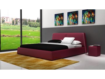 D537 Modern Burgundy & White Bonded Leather Bed