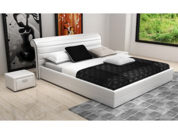 D538 Modern White & Black Bonded Leather Bed