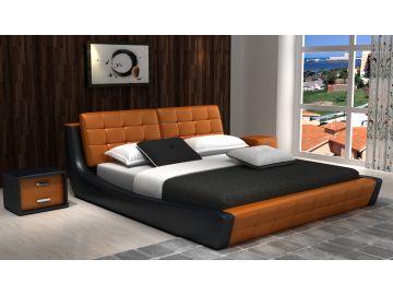 D539 Modern Orange & Black Bonded Leather Bed