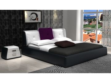 D540 Modern Black & White Bonded Leather Bed