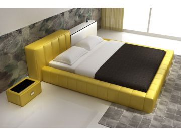 D542 Modern Yellow & White Bonded Leather Bed