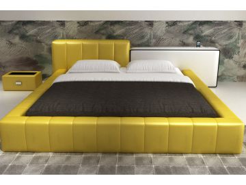 D542 Modern Yellow & White Bonded Leather Bed